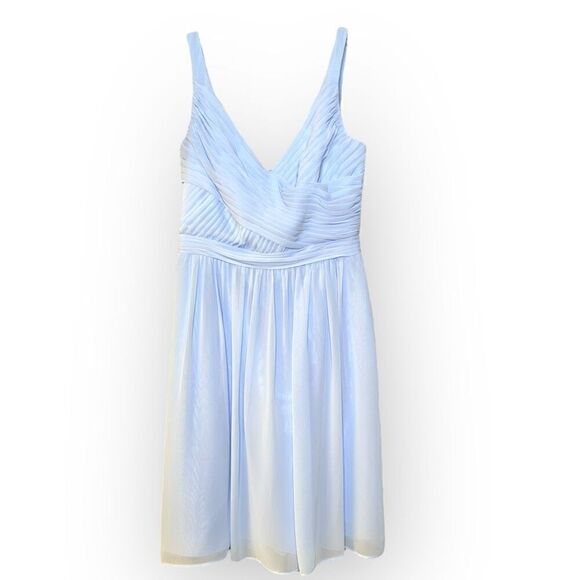 Davids Bridal Light Blue chiffon Dress F15603 woman’s size 4 - Picture 1 of 6